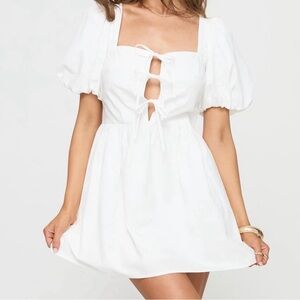 Princess Polly White Puff Sleeve Mini Dress
